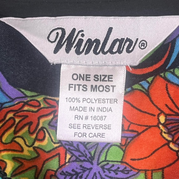 VTG Winlar Black Peacock Pheasant Phoenix Afghan Caftan One Size Fits Most - Picture 5 of 6